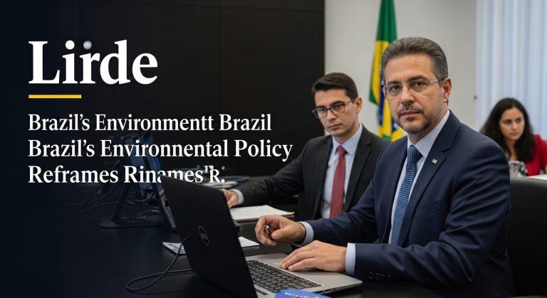 Documentary-style image of the Brazilian Amazon river with Indigenous communities and policy discussions.