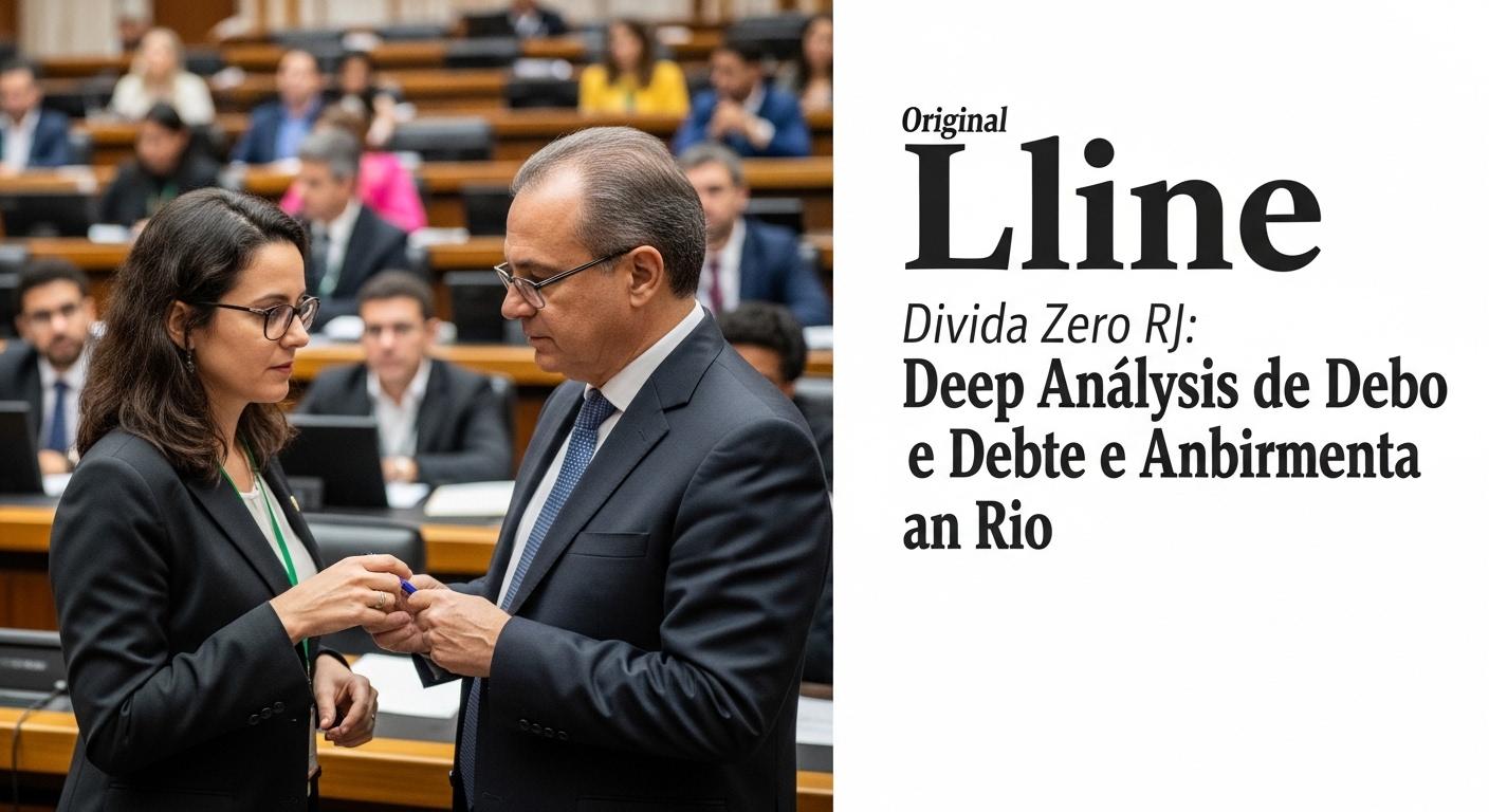 Rio de Janeiro skyline with financial and environmental overlay indicating debt management and green policy