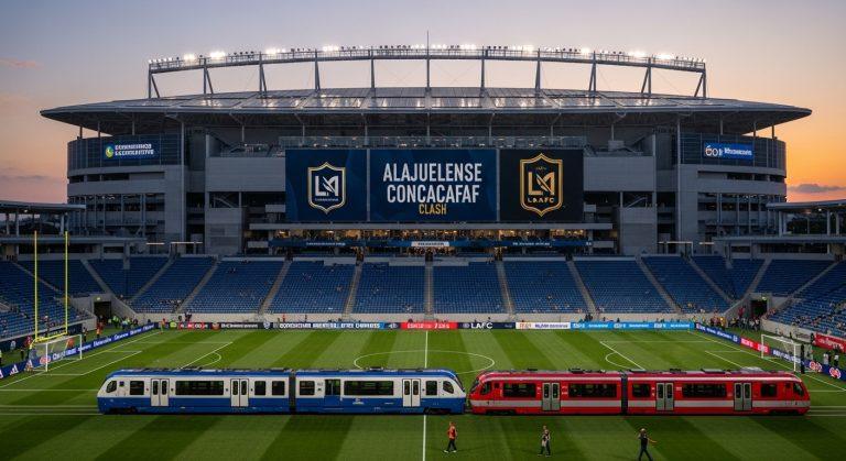Sustainable stadium scene for Alajuelense vs LAFC CONCACAF match.