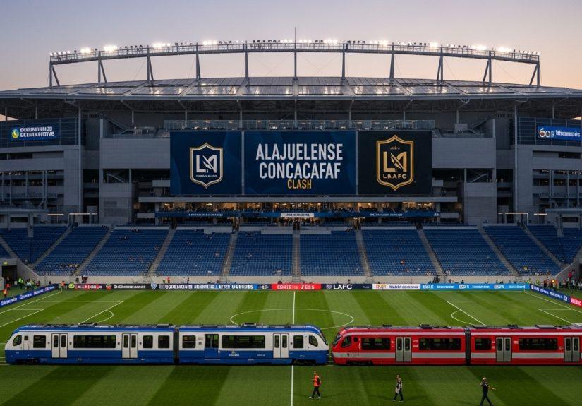 Sustainable stadium scene for Alajuelense vs LAFC CONCACAF match.
